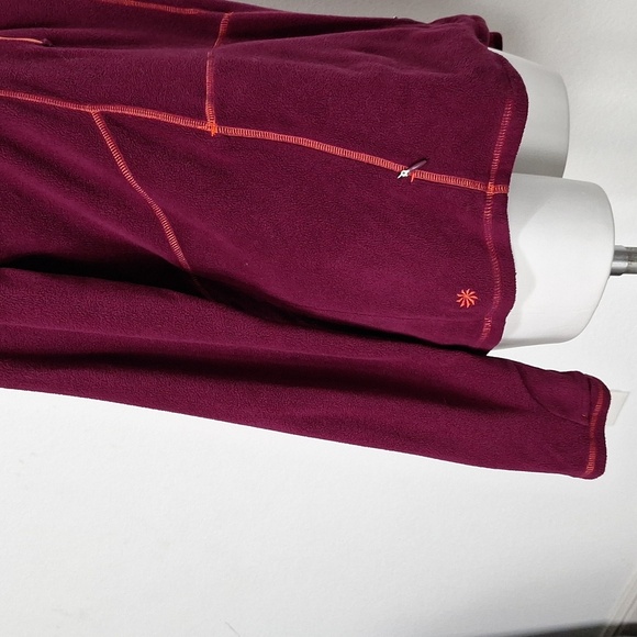 Athleta Burgundy Sporty Sky High Polartec Half Zip Pullover Embroidered Hoodie M - Picture 9 of 13